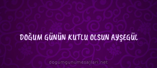 DOĞUM GÜNÜN KUTLU OLSUN AYŞEGÜL