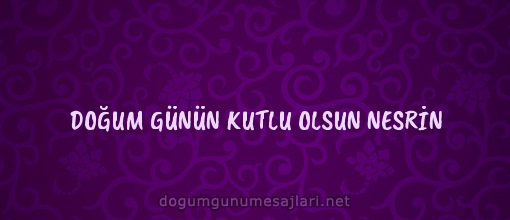 DOĞUM GÜNÜN KUTLU OLSUN NESRİN