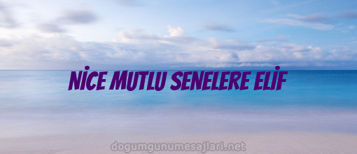 NİCE MUTLU SENELERE ELİF