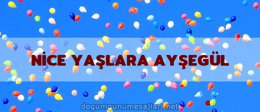 NİCE YAŞLARA AYŞEGÜL