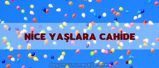 NİCE YAŞLARA CAHİDE