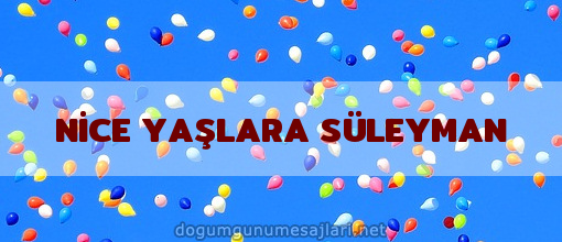 NİCE YAŞLARA SÜLEYMAN